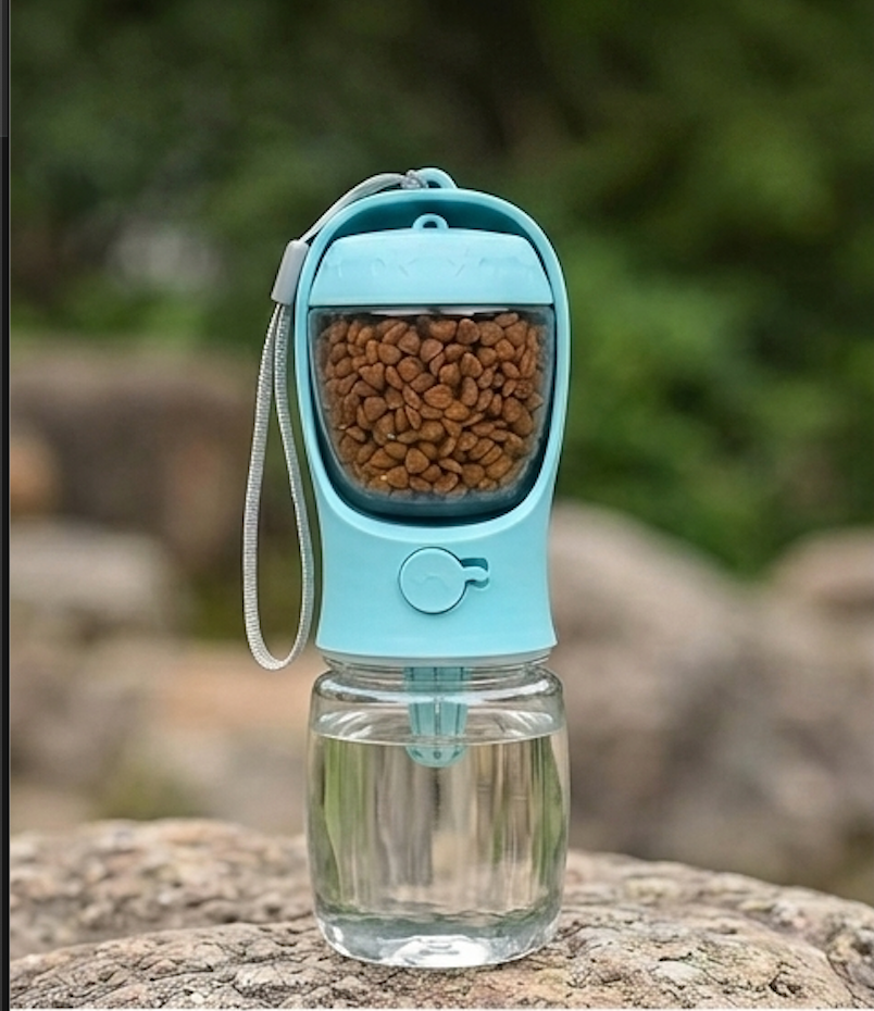 Gourde 2-en-1 Portable pour Chien – Eau & Croquettes